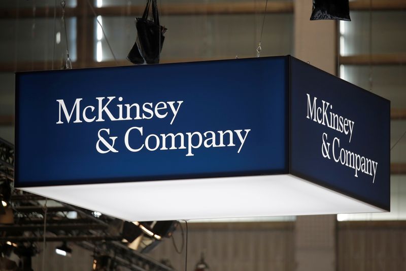 &copy; Reuters. Logo of McKinsey and Company is seen at VivaTech fair in Paris