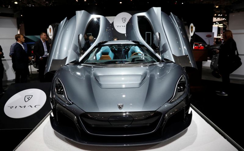 &copy; Reuters. FILE PHOTO: A 2019 Rimac C2 Hyper car is seen on display at the New York Auto Show in New York