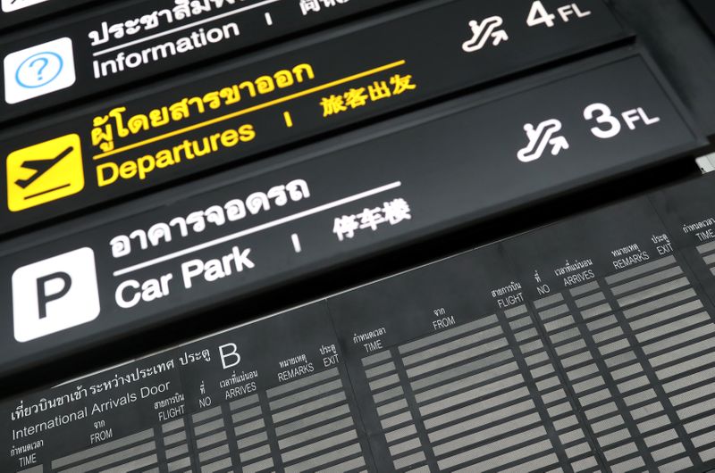 &copy; Reuters. FILE PHOTO: Flight information board is seen at Suvarnabhumi Airport in Bangkok