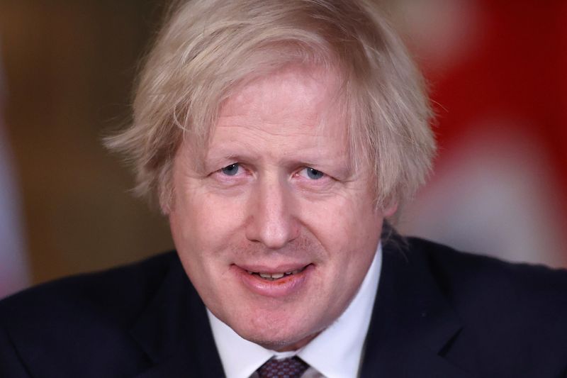 © Reuters. Britain's PM Johnson holds a virtual news conference in London