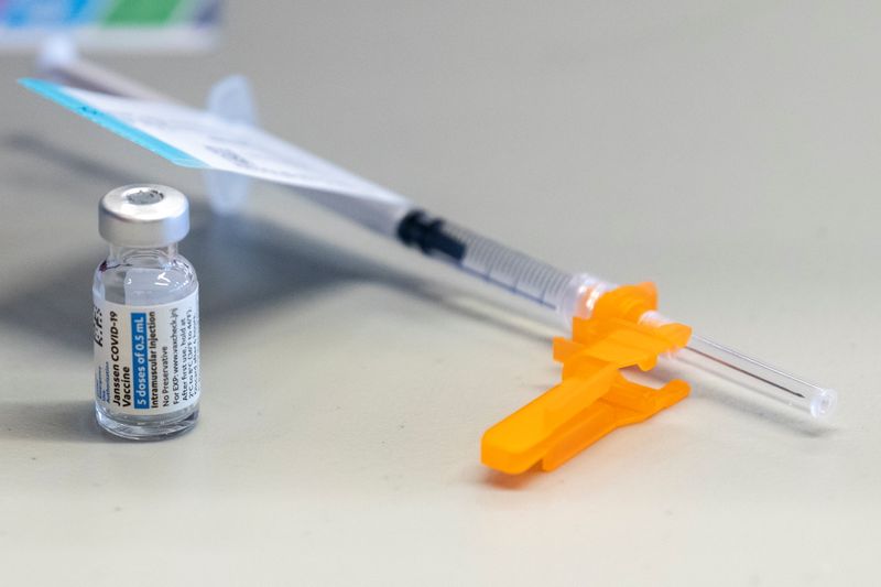 &copy; Reuters. Johnson &amp; Johnson coronavirus vaccine is seen in Columbus