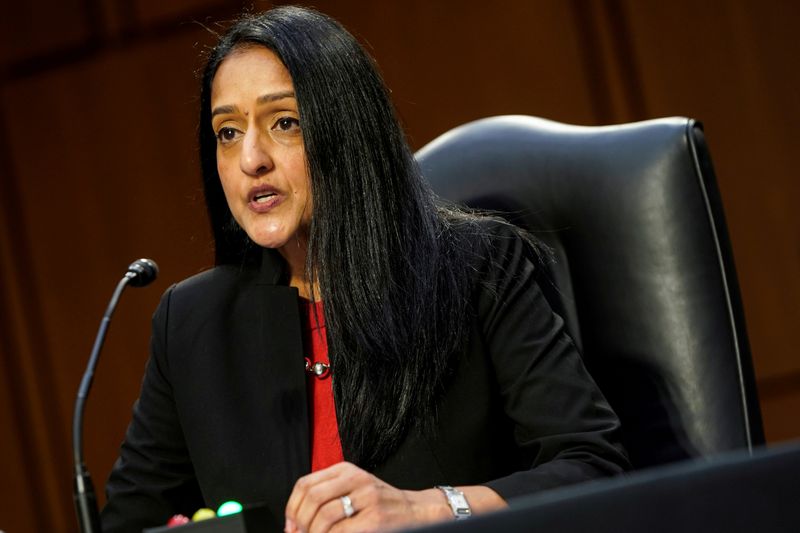 &copy; Reuters. Nominee to be Associate Attorney General Vanita Gupta testifies in Washington