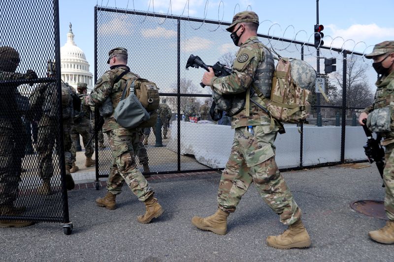 &copy; Reuters. 米議会警備の州兵配置を2カ月延長、国防総省が承認　規模は半減