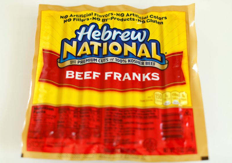 &copy; Reuters. Hebrew National beef franks made by ConAgra Foods are shown in this illustration photograph taken in Encinitas, California