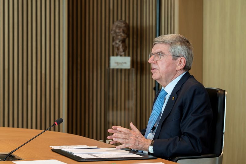 &copy; Reuters. Presidente do COI, Thomas Bach, durante reunião executiva da entidade em Lausanne