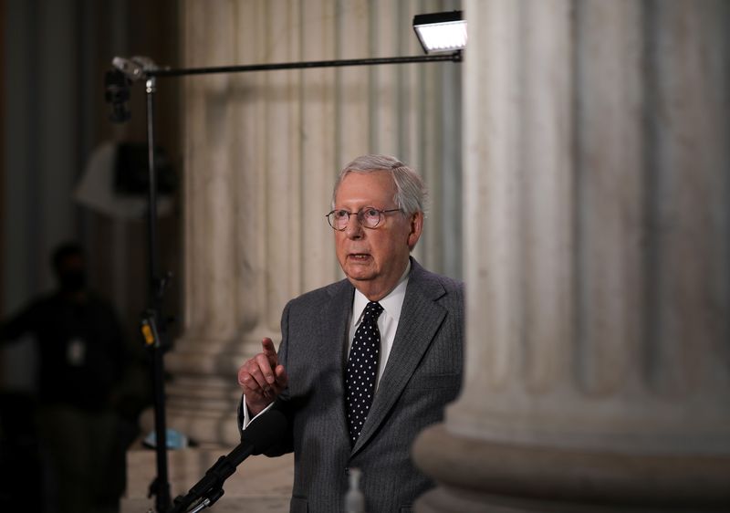 &copy; Reuters. Senate Minority Leader Mitch McConnell is interviewed on Capitol Hill in Washington