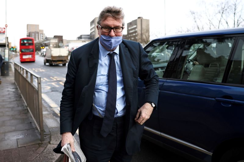 &copy; Reuters. Britain&apos;s Crispin Odey arrives at Hendon Magistrates&apos; Court in London