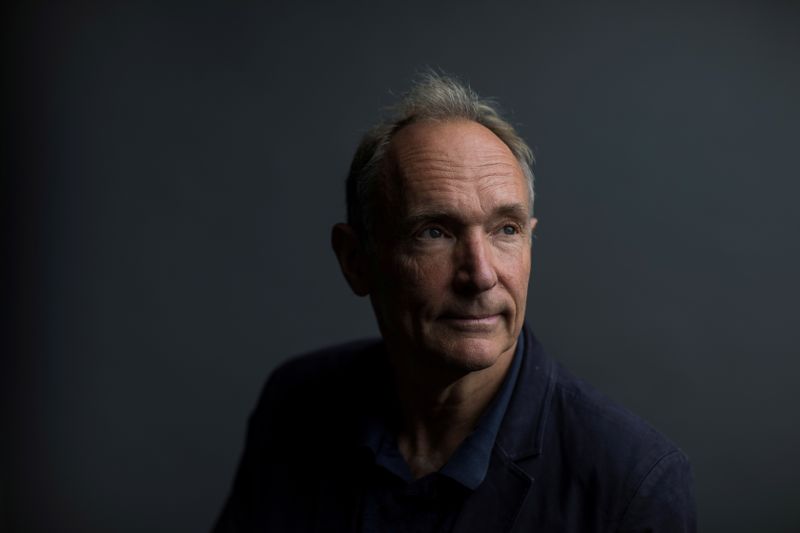 &copy; Reuters. FILE PHOTO: World Wide Web founder Tim Berners-Lee poses for a photograph following a speech at the Mozilla Festival 2018 in London