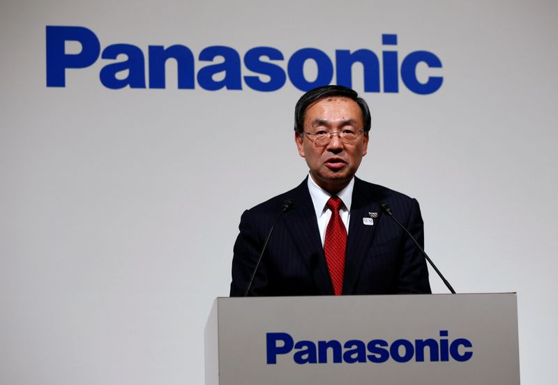 &copy; Reuters. FILE PHOTO: Panasonic Corp President Tsuga attends a joint news conference with Toyota Motor Corp President Toyoda in Tokyo