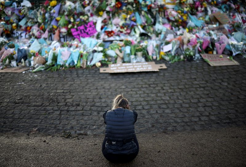 &copy; Reuters. Memorial site at the Clapham Common Bandstand, following the kidnap and murder of Sarah Everard, in London