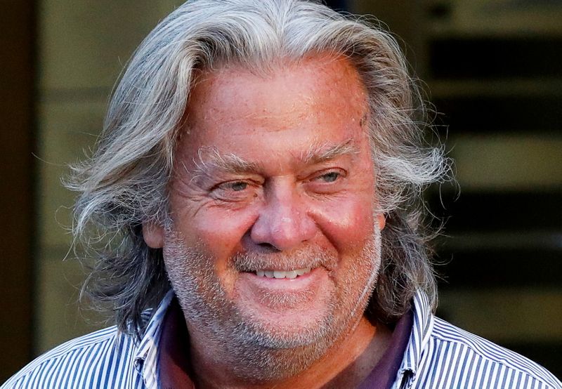 &copy; Reuters. FILE PHOTO: Former White House Chief Strategist Steve Bannon exits the Manhattan Federal Court in New York City