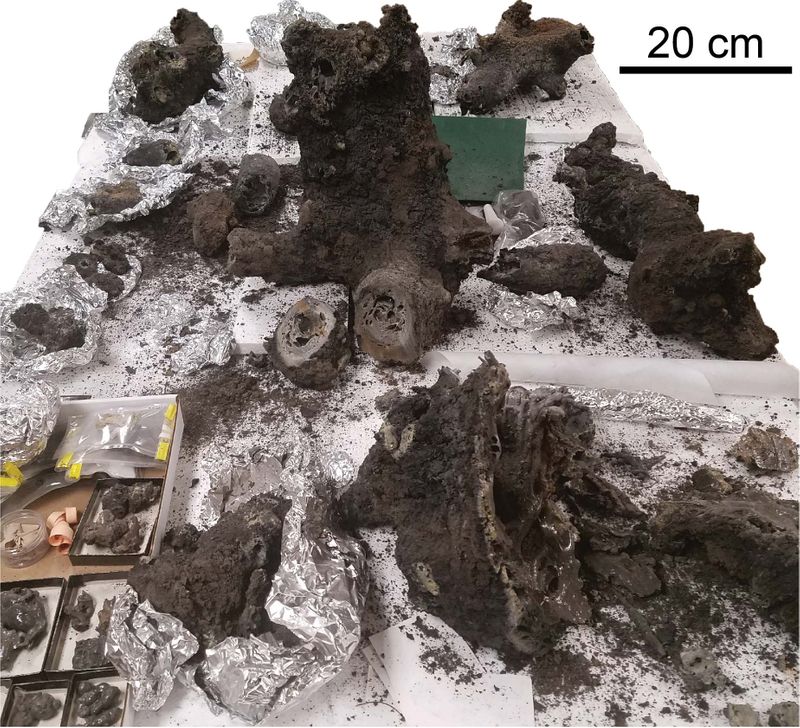 © Reuters. All excavated pieces of the fulgurite from the backyard of a familyÕs home in Illinois analyzed in a study are seen in this undated handout image