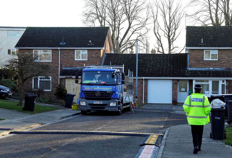 &copy; Reuters. Works at Skripal&apos;s house for nerve-agent decontamination, in Salisbury