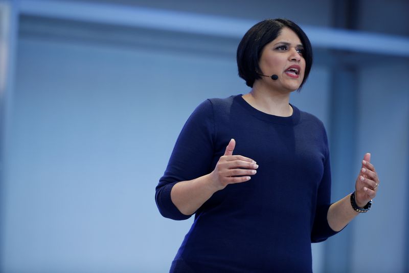 &copy; Reuters. Aparna Chennapragada of Google speaks on stage during the annual Google I/O developers conference in Mountain View