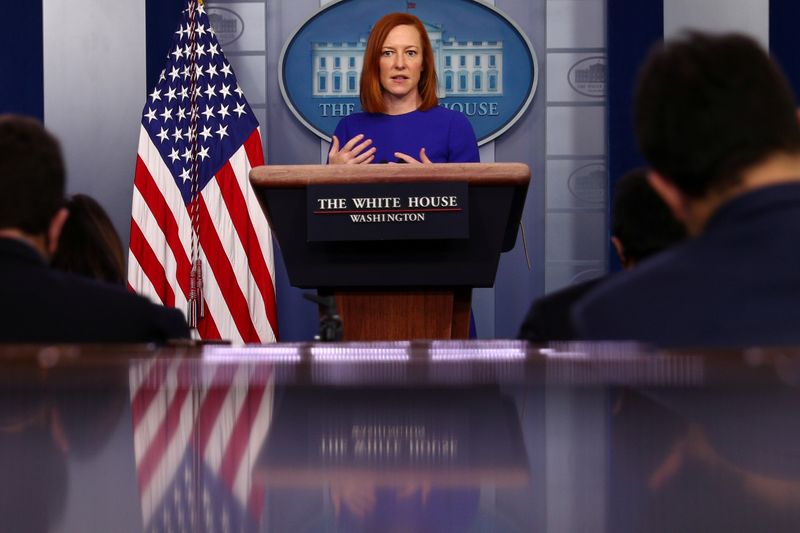 &copy; Reuters. Press Secretary Jen Psaki holds a press briefing at the White House in Washington