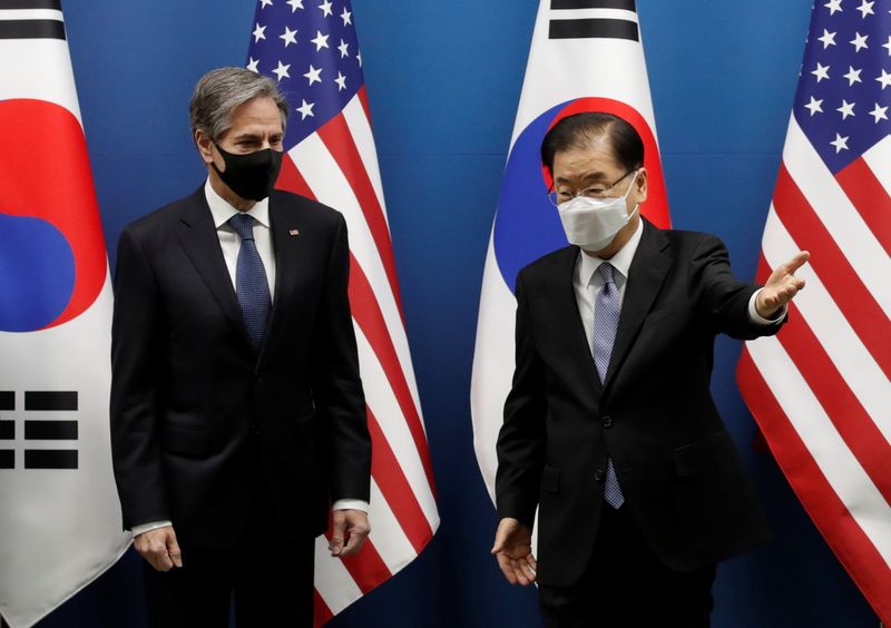 &copy; Reuters. Foreign and Defense Ministerial meeting between South Korea and U.S. at the Foreign Ministry in Seoul