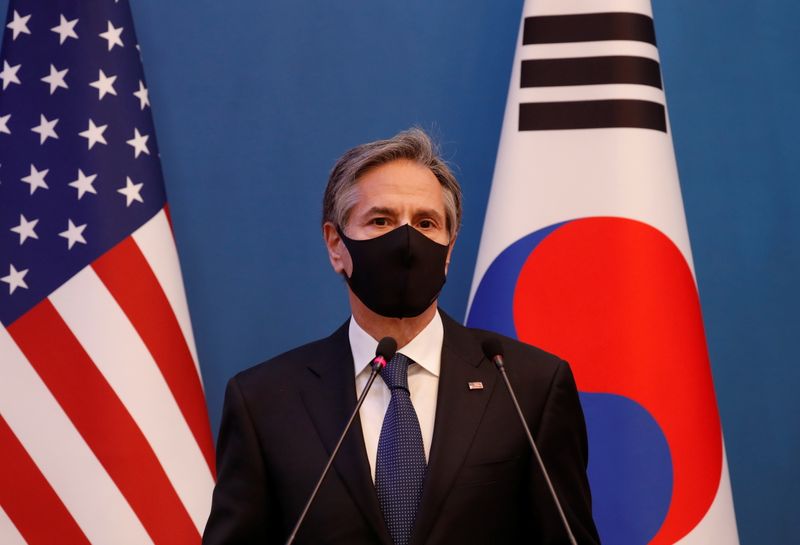 &copy; Reuters. بلينكن: أمريكا تدرس الضغوط والخيارات الدبلوماسية تجاه كوريا الشمالية
