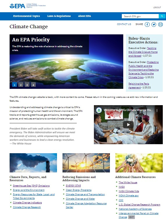 &copy; Reuters. Screenshot of the EPA website