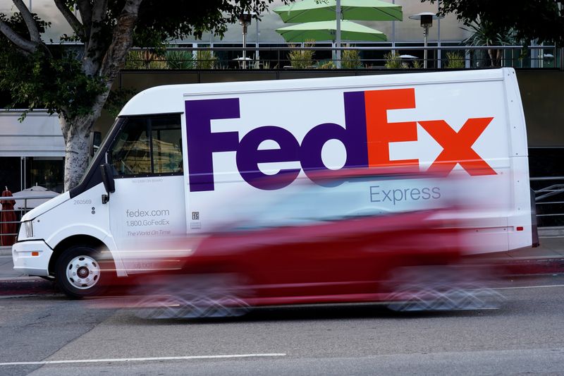 &copy; Reuters. A Federal Express truck is shown in Los Angeles, California