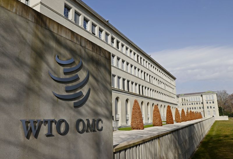 &copy; Reuters. A logo is pictured on the WTO in Geneva