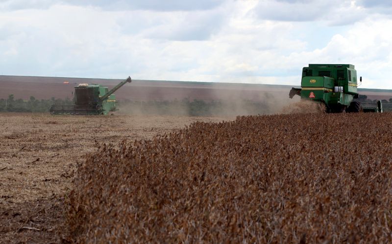 &copy; Reuters. Colheita de soja em fazenda em Primavera do Leste, em Mato Grosso