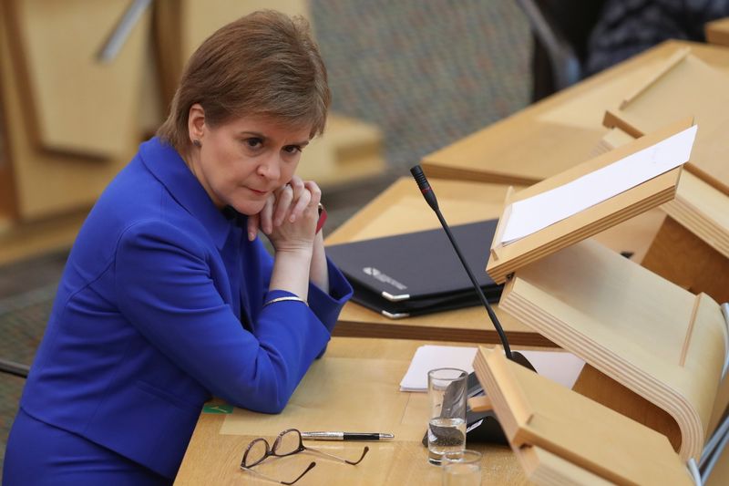 &copy; Reuters. Sturgeon makes coronavirus statement in Scottish parliament, Edinburgh