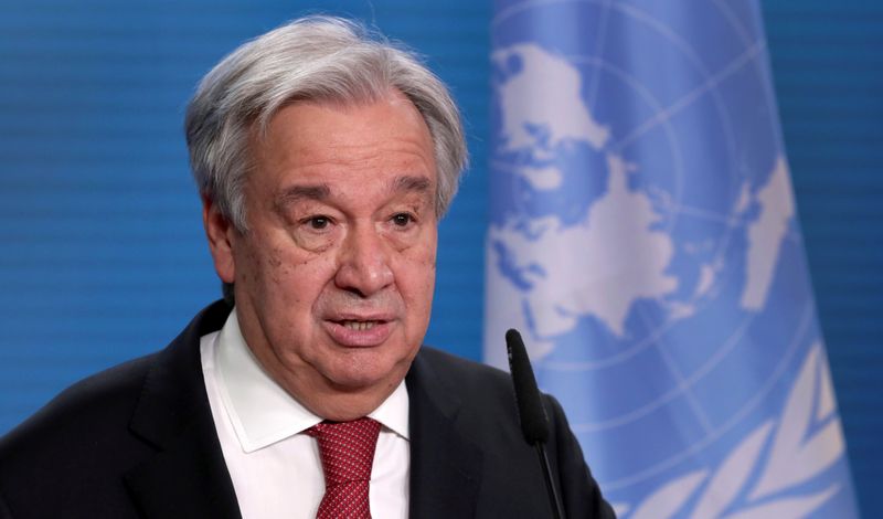 &copy; Reuters. FILE PHOTO: U.N. Secretary-General Antonio Guterres and German Foreign Minister Heiko Maas address the media during a joint news conference after a meeting in Berlin