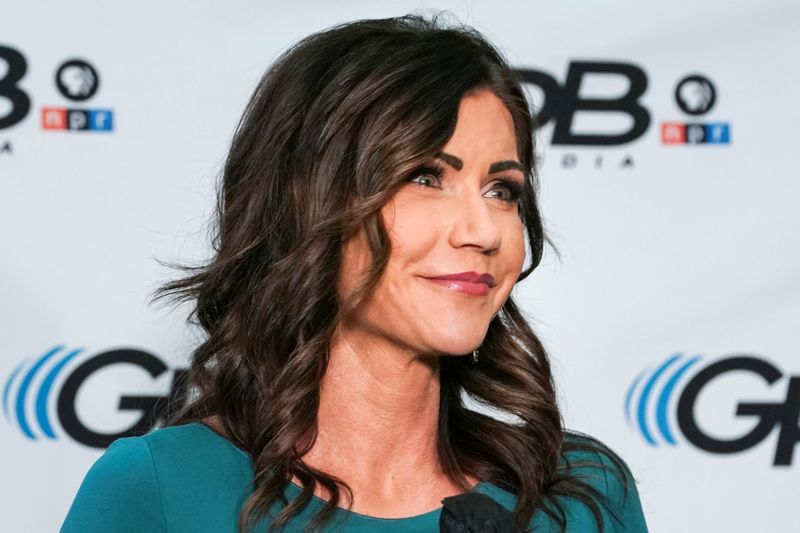 &copy; Reuters. FILE PHOTO: South Dakota governor Kristi Noem speaks to the press on behalf of Senator Kelly Loeffler