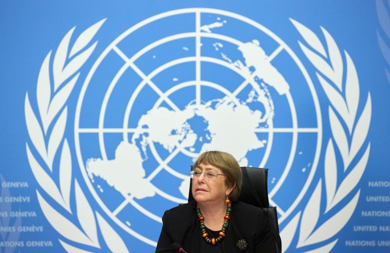 &copy; Reuters. U.N. High Commissioner for Human Rights Bachelet attends a news conference in Geneva