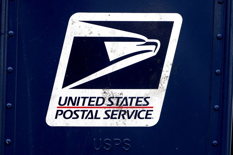 &copy; Reuters. FILE PHOTO: A U.S. Postal Service (USPS) logo is pictured on a mail box