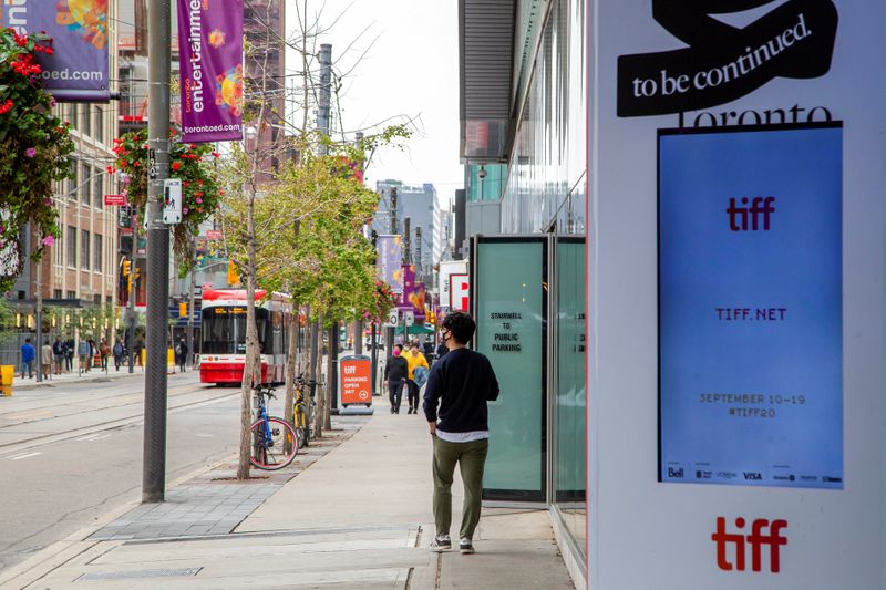 &copy; Reuters. FILE PHOTO: King Street West is seen nearly empty a day before the Toronto Film Festival, in Toronto