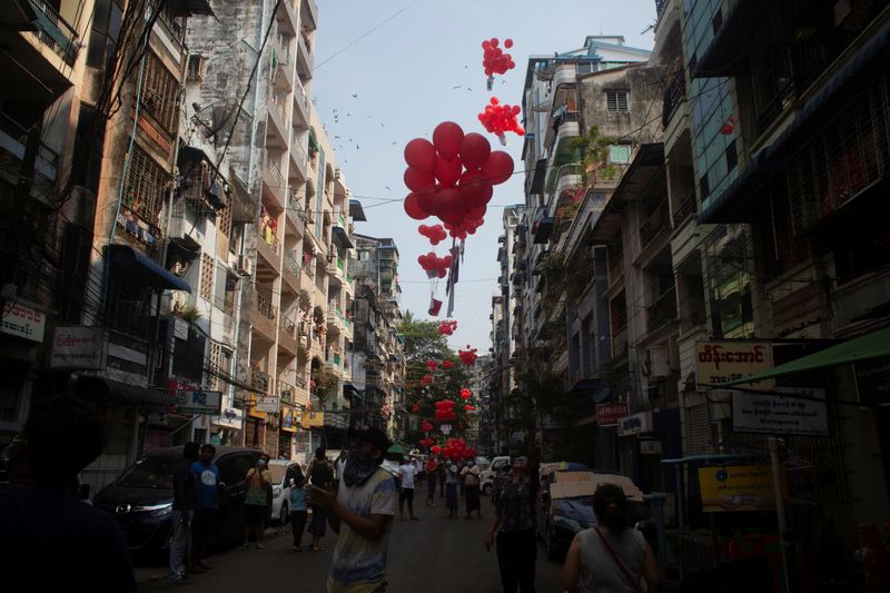 &copy; Reuters. Protest against military coup, in Yangon