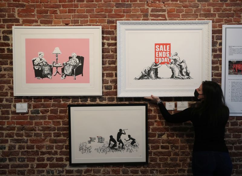 &copy; Reuters. Banksy &quot;The Brussels Show&quot; exhibition in Brussels