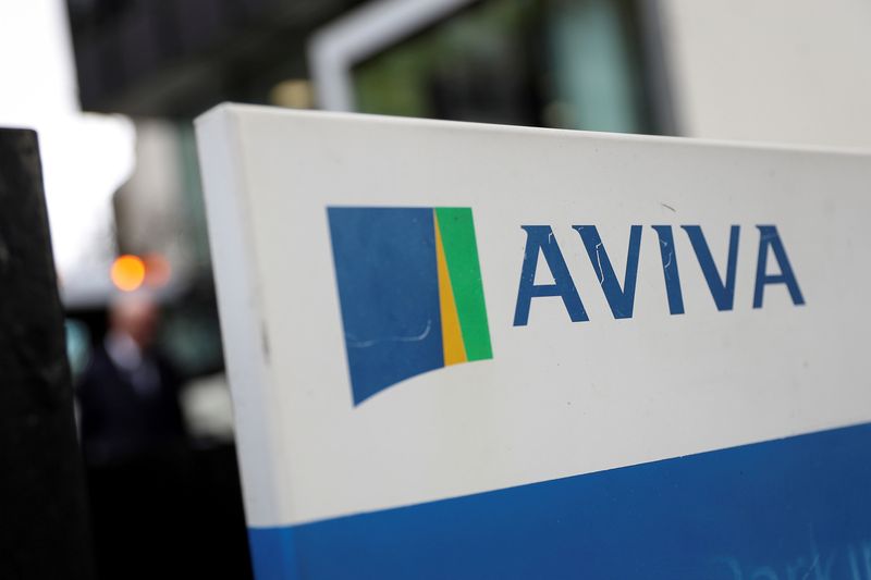 &copy; Reuters. FILE PHOTO: The Aviva logo sits outside the company head office in the city of London