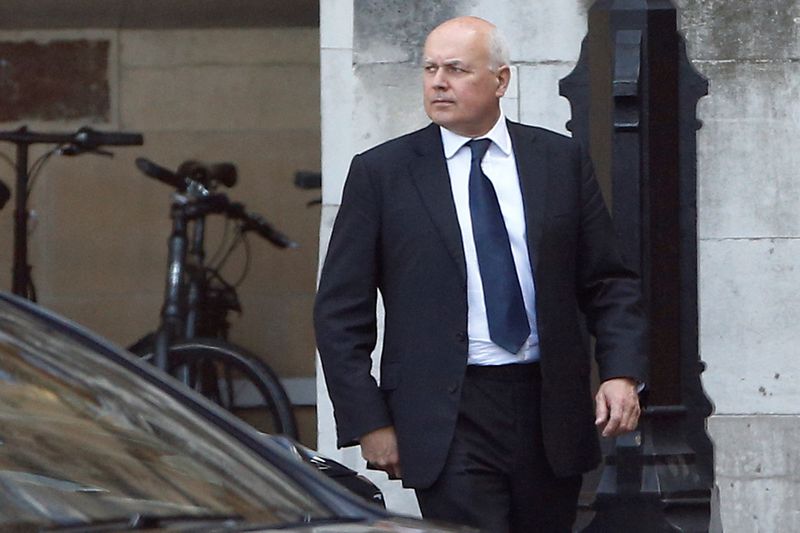 © Reuters. Britain's Conservative MP Iain Duncan Smith walks inside the Parliament grounds in London