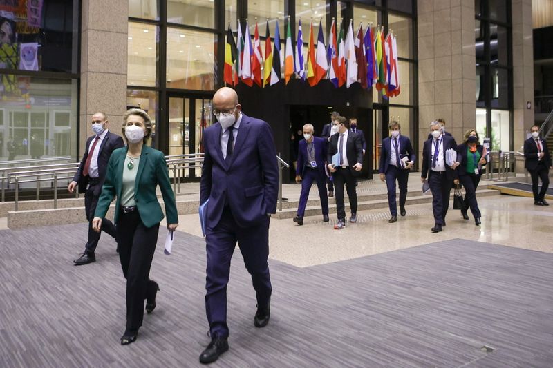 &copy; Reuters. First day of European Union (EU) summit over video conference at the European Council Building in Brussels