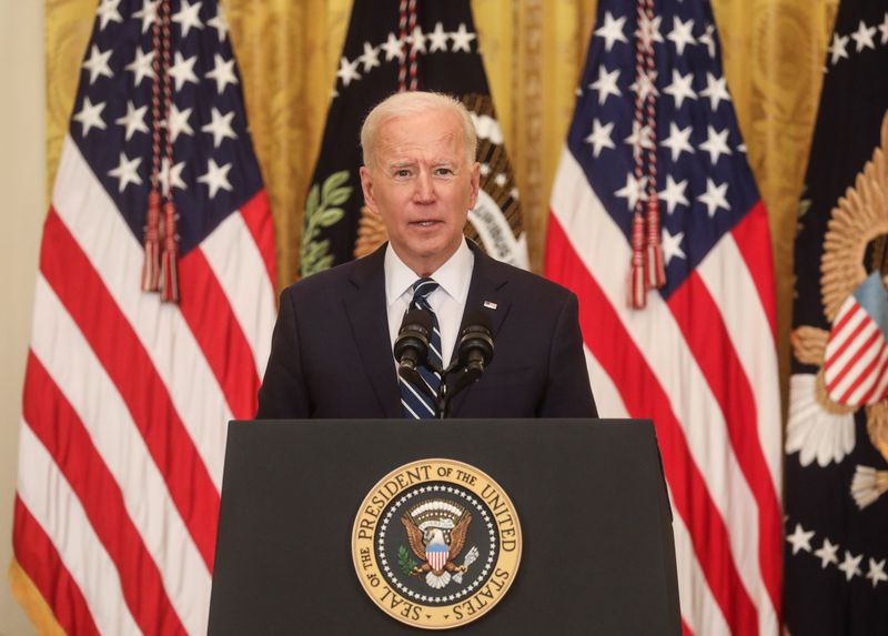 &copy; Reuters. U.S. President Joe Biden holds news conference at the White House in Washington