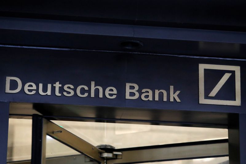 &copy; Reuters. Signage is seen on the lobby of the U.S. headquarters of Deutsche Bank in New York City