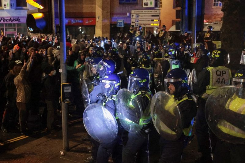 &copy; Reuters. Protest against a policing bill, in Bristol