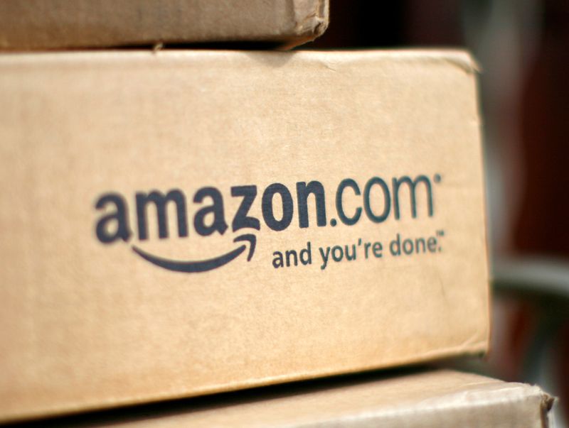 &copy; Reuters. FILE PHOTO: A box from Amazon.com is pictured on the porch of a house in Golden