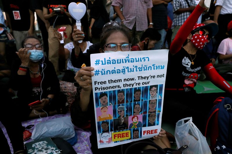 © Reuters. Pro-democracy protest in Bangkok