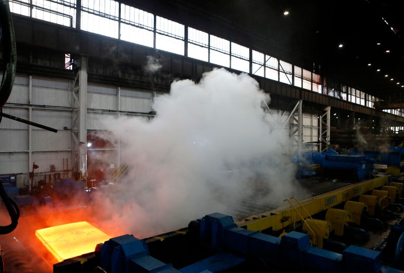 &copy; Reuters. Steel is seen in the rolling mill following the  recommissioning of the works by Liberty Steel Group at the Dalzell steel plant in Motherwell