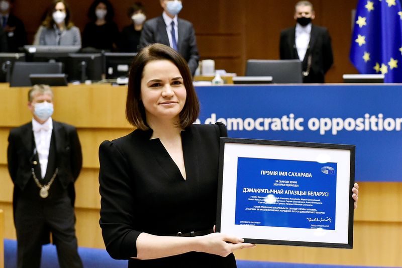 &copy; Reuters. FILE PHOTO: Belarus opposition leader Sviatlana Tsikhanouskaya