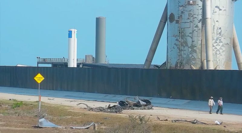 &copy; Reuters. Debris field following explosion of SpaceX rocket in Texas