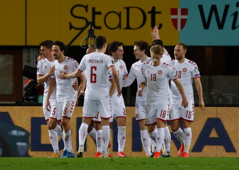 &copy; Reuters. الدنمرك تحافظ على بداية مثالية في تصفيات كأس العالم بالفوز على النمسا