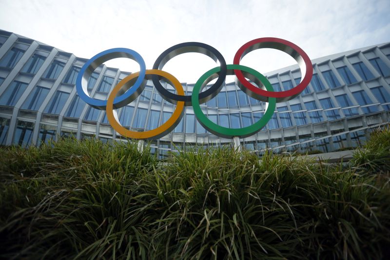 &copy; Reuters. The Olympic rings are pictured in front of the IOC headquarters in Lausanne