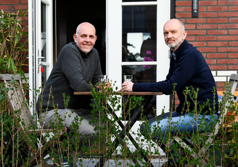 &copy; Reuters. Dutch couple Gert Kasteel and Dolf Pasker look back on the day they tied the knot in the world&apos;s first legally-recognised same-sex wedding