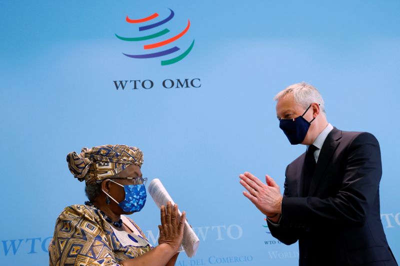 &copy; Reuters. French Finance Minister Le Maire and WTO Director-General Okonjo-Iweala meet in Geneva