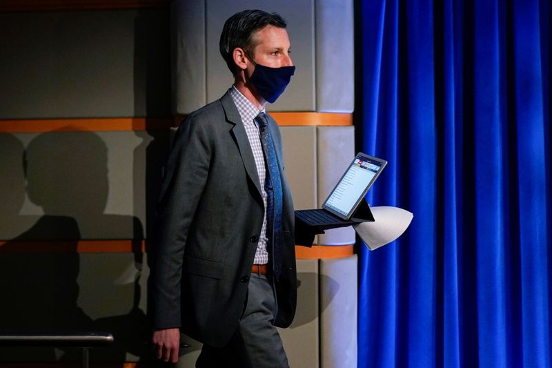 &copy; Reuters. U.S. State Department spokesman Ned Price arrives to speak at the State Department in Washington