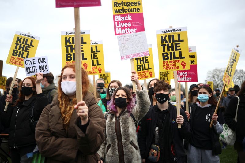 &copy; Reuters. Protest in London